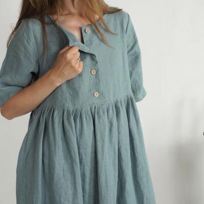 Robe midi ample d’allaitement en lin boutonnée OTTAWA