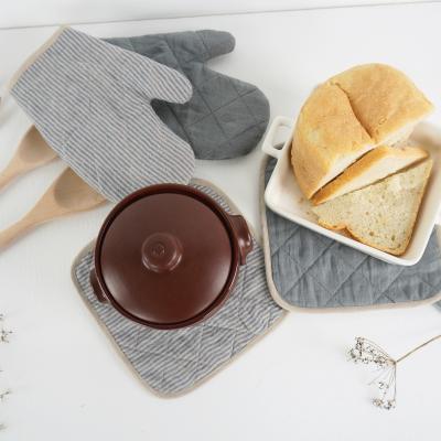 Gant de cuisine et manique en lin