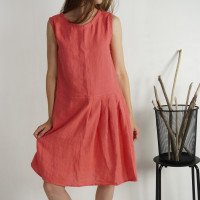 Robe asymétrique en lin sans manches MADREDE