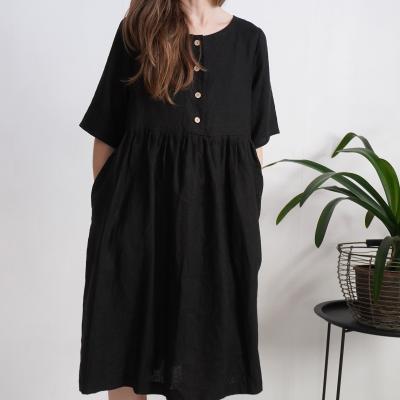 Robe midi ample en lin boutonnée OTTAWA