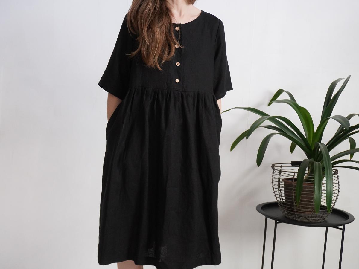 Robe midi ample en lin boutonnée OTTAWA