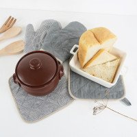 Gant de cuisine et manique en lin