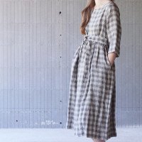 Robe longue bohème en lin à ceinture NEMUNAS
