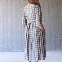 Robe longue bohème en lin à ceinture NEMUNAS