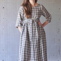 Robe longue bohème en lin à ceinture NEMUNAS