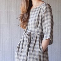 Robe longue bohème en lin à ceinture NEMUNAS