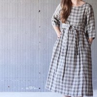 Robe longue bohème en lin à ceinture NEMUNAS