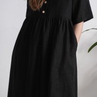 Robe midi ample en lin boutonnée OTTAWA