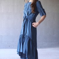 Robe longue bohème en lin, dos plus long et ceinture NERIS