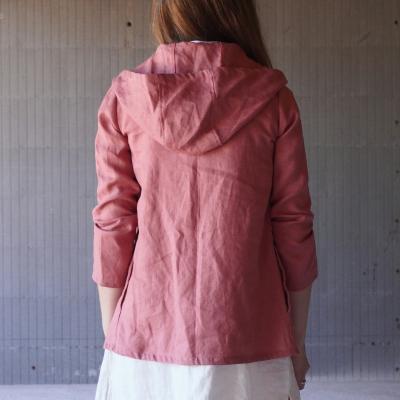 Linen long sleeved jacket with hood - ESSEQUIBO