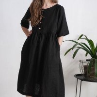 Robe midi ample en lin boutonnée OTTAWA
