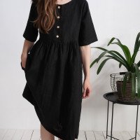 Robe midi ample en lin boutonnée OTTAWA