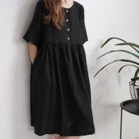 Robe midi ample en lin boutonnée OTTAWA