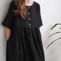 Robe midi ample en lin boutonnée OTTAWA
