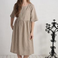 Robe midi ample en lin boutonnée OTTAWA