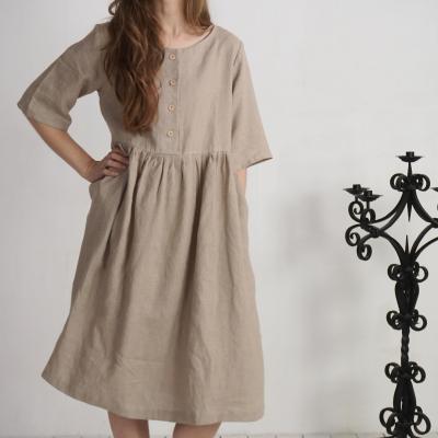 Robe midi ample en lin boutonnée OTTAWA