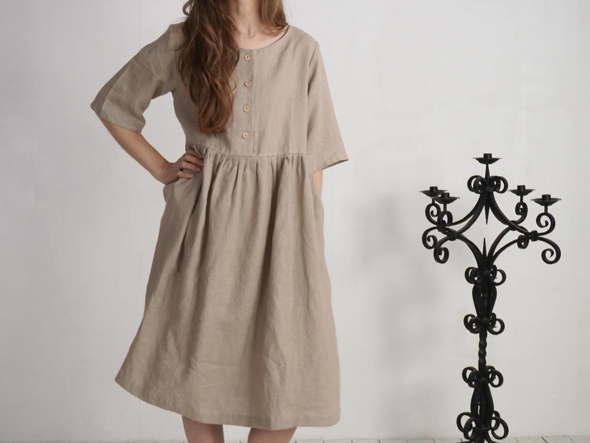 Robe midi ample en lin boutonnée OTTAWA