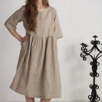 Robe midi ample en lin boutonnée OTTAWA