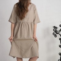 Robe midi ample en lin boutonnée OTTAWA