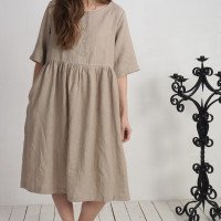 Robe midi ample en lin boutonnée OTTAWA