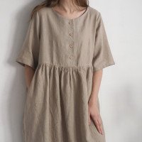 Robe midi ample en lin boutonnée OTTAWA