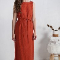 Robe longue en lin à dos ouvert TAGUS