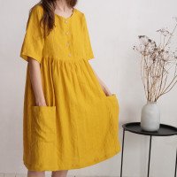 Robe bohème de grossesse en lin à taille empire NARMADA