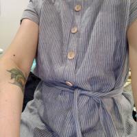 Photo de Robe chemise midi d’allaitement en lin à ceinture LIMPOPO partagée par Cristina
