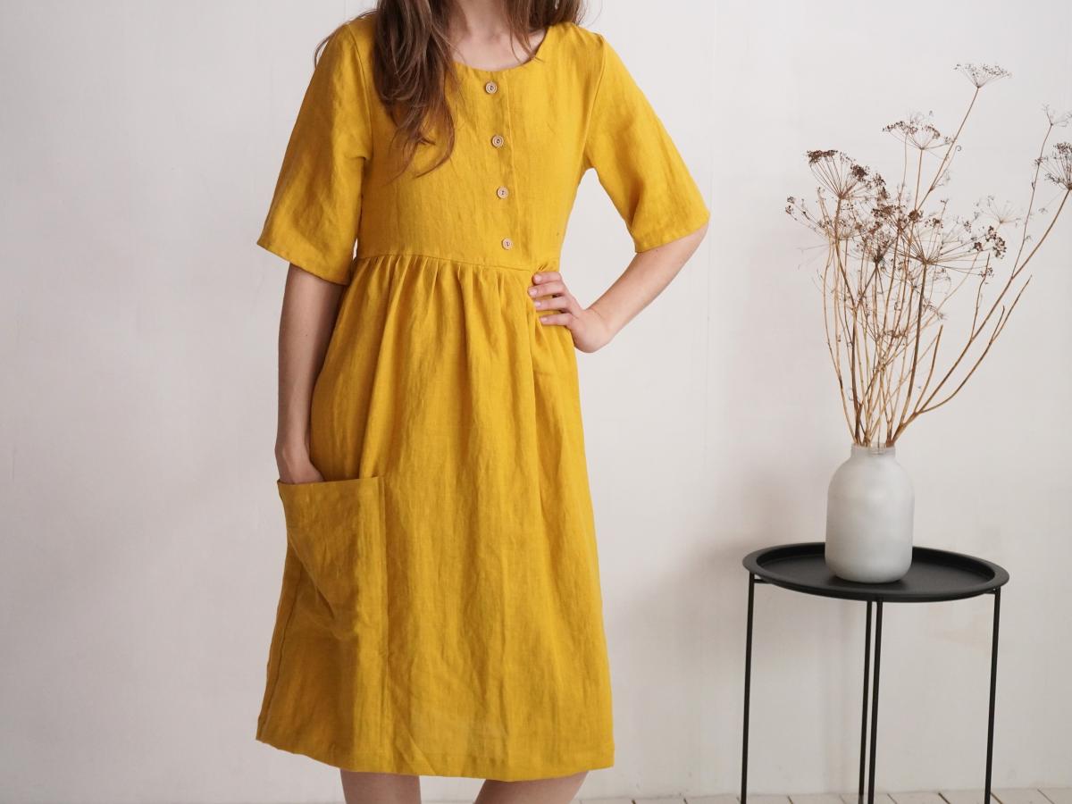 Robe bohème de grossesse en lin à taille empire NARMADA