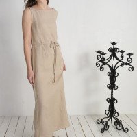 Robe longue en lin à dos ouvert TAGUS