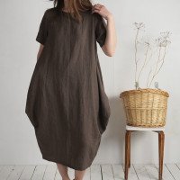 Robe boule ample en lin BLANDA