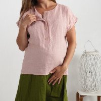 Blouse de grossesse et d’allaitement en lin boutonnée devant KAMA
