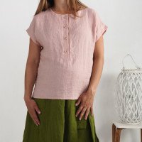 Blouse de grossesse et d’allaitement en lin boutonnée devant KAMA