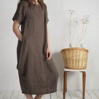 Robe boule ample en lin BLANDA