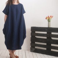 Robe boule ample en lin BLANDA