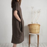 Robe boule ample en lin BLANDA