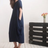 Robe boule ample en lin BLANDA