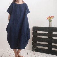 Robe boule ample en lin BLANDA