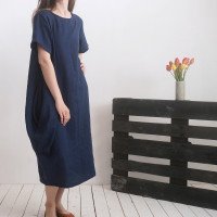 Robe boule ample en lin BLANDA