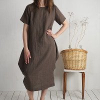 Robe boule ample en lin BLANDA