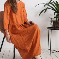 Robe longue en lin à manches longues MACKENZIE