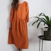 Robe longue en lin à manches longues MACKENZIE