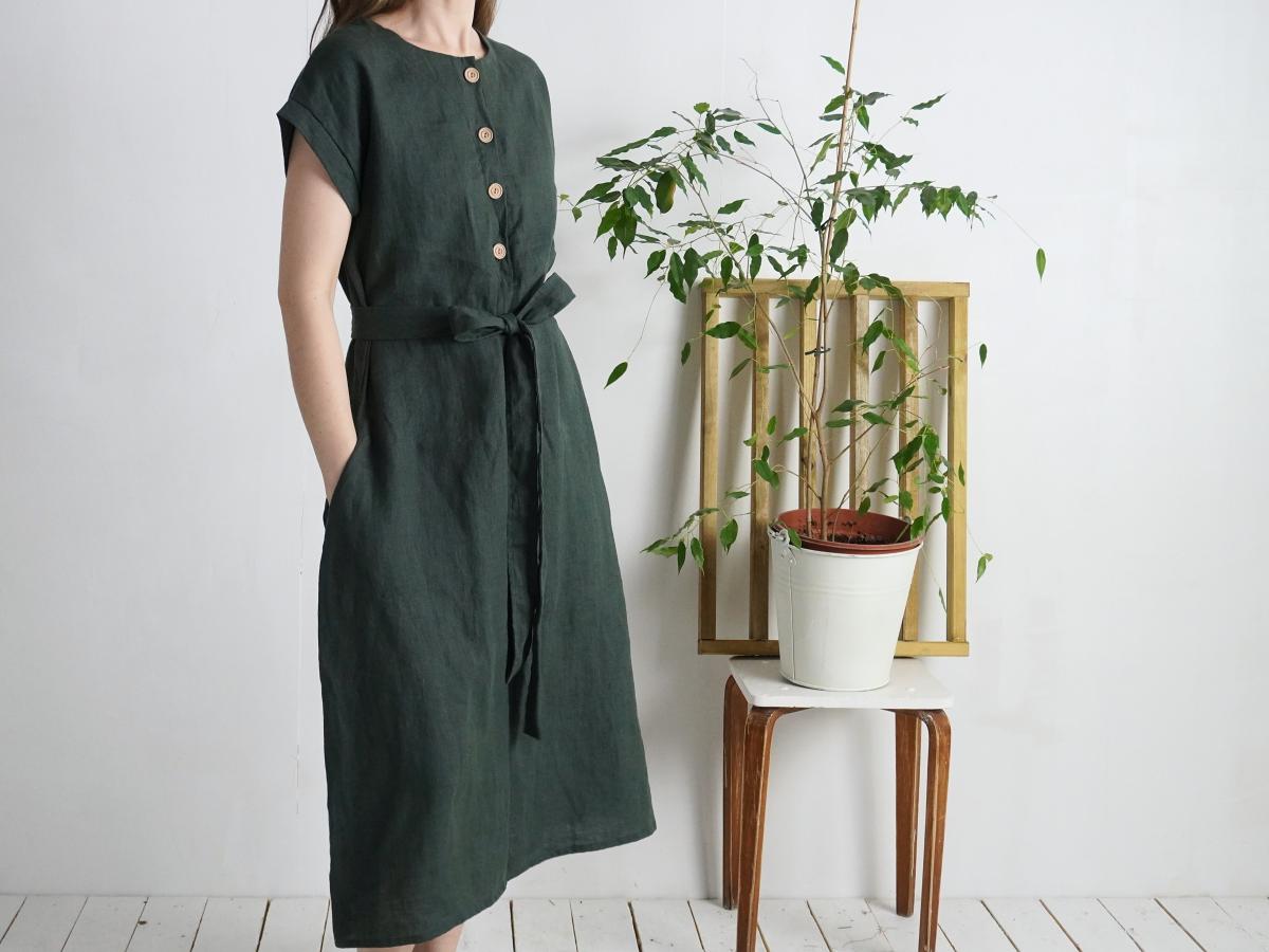 Robe chemise midi en lin à ceinture LIMPOPO