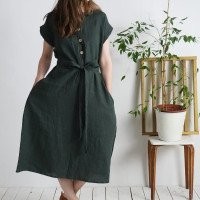 Robe chemise midi en lin à ceinture LIMPOPO