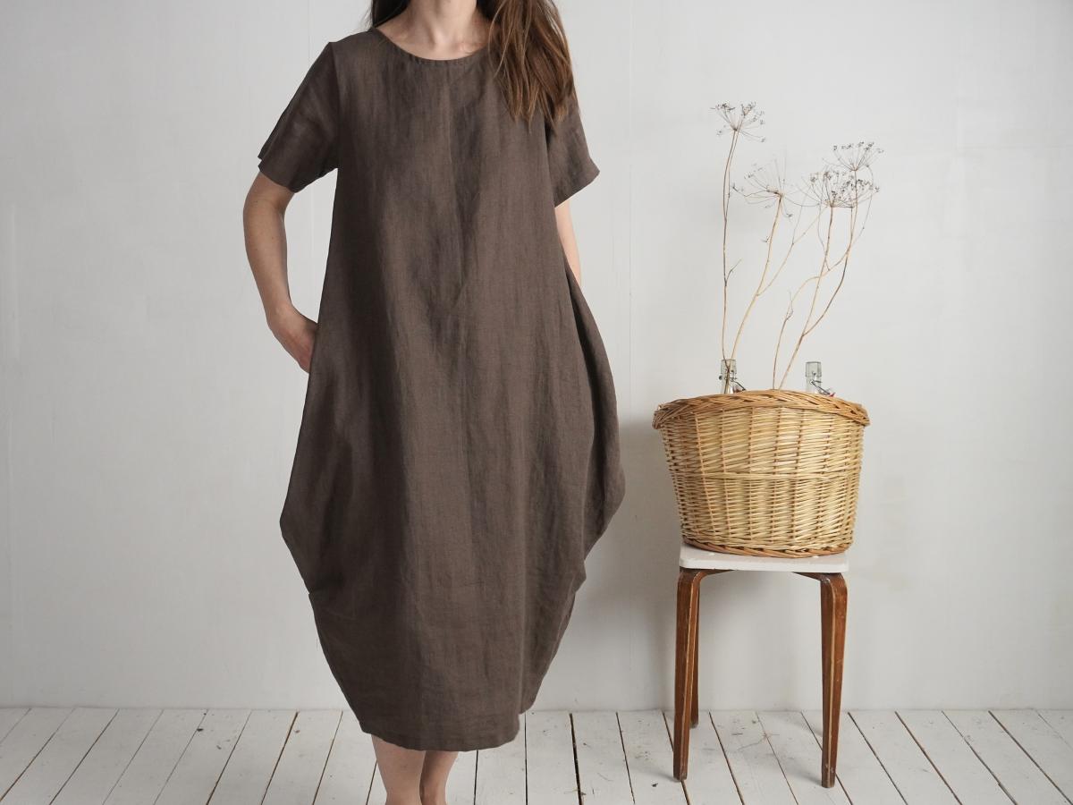 Robe boule ample en lin BLANDA