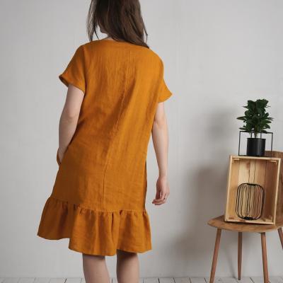 Robe rétro en lin à volant MAMORE