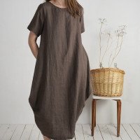 Robe boule ample en lin BLANDA