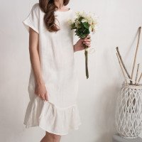 Robe rétro en lin à volant MAMORE