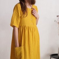 Robe bohème de grossesse en lin à taille empire NARMADA