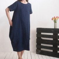 Robe boule ample en lin BLANDA